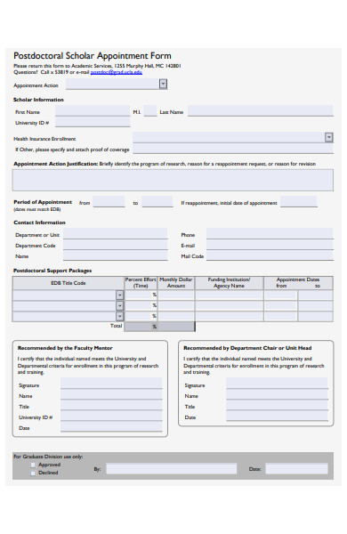 scholar appointment form