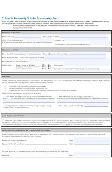 scholar sponsorship form