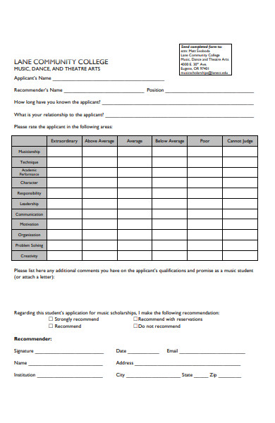 Free 50 Recommendation Forms In Pdf Ms Word