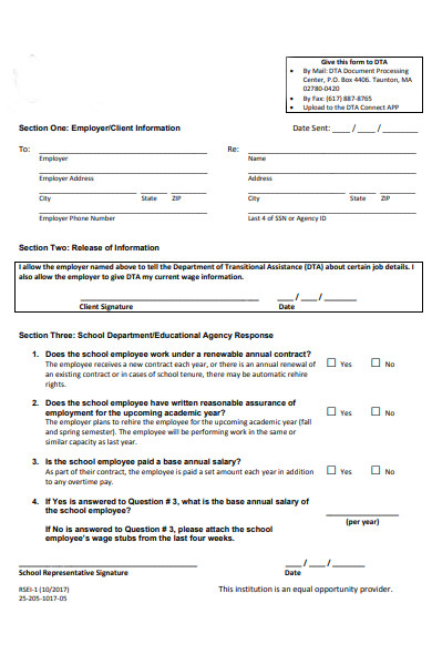 school employee information form