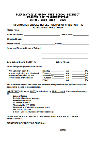 school transportation request form