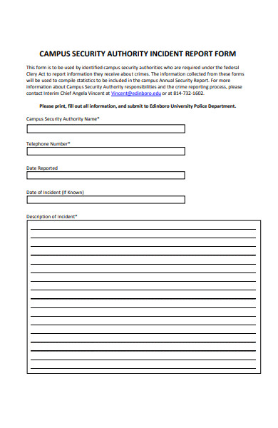 security authority incident report form