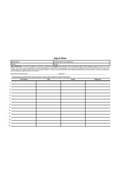 sign in sheet sample