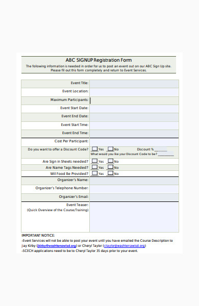 signup registration form