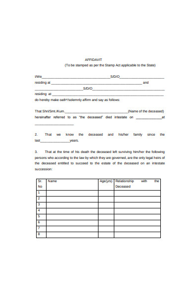 simple affidavit form template