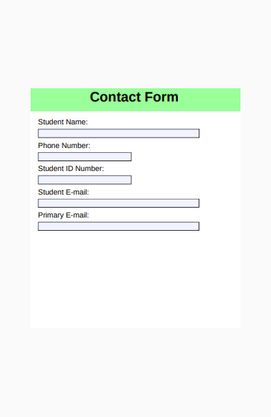simple contact form in pdf