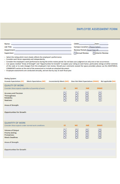 simple employee evaluation form