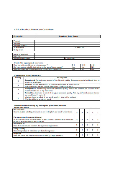 simple evaluation form