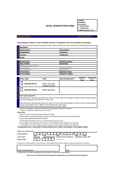 simple hotel reservation form