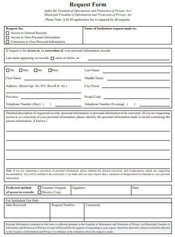 simple information request form