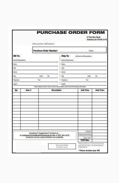 simple purchase order form format