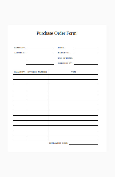 simple purchase order in doc