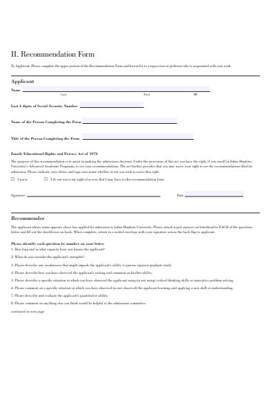 FREE 50+ Recommendation Forms in PDF | MS Word