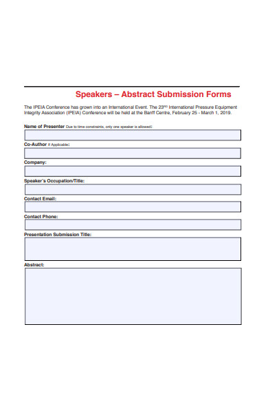 speakers abstract submission form