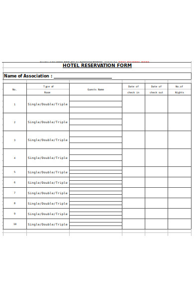 special reservation form