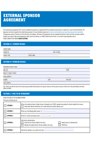 sponsorship agreement form