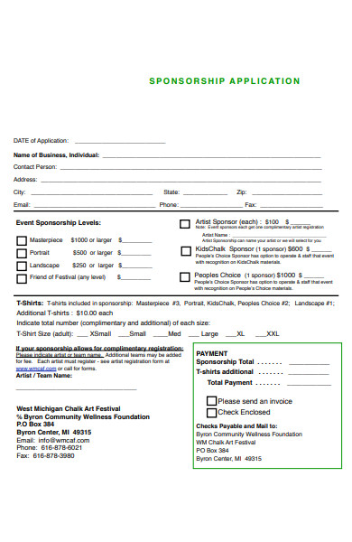 FREE 40  Sponsorship Application Forms in PDF MS Word