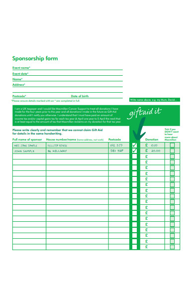 sponsorship claim form