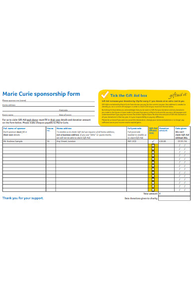 sponsorship donation form