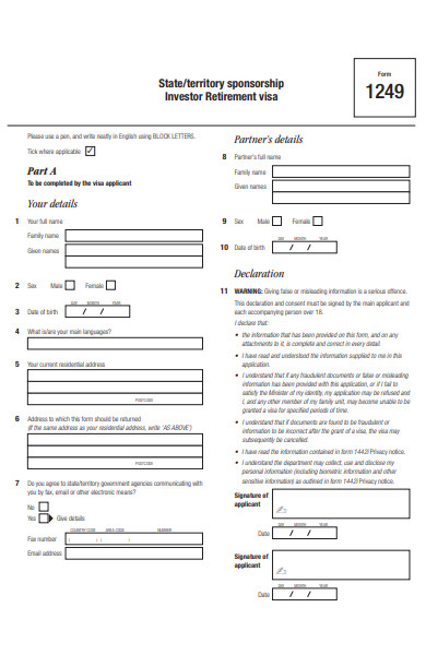 sponsorship investor retirement form