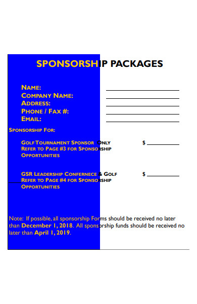 sponsorship packages form