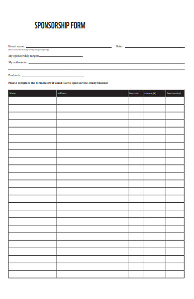 sponsorship team form