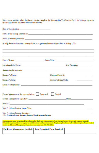 sponsorship verification form