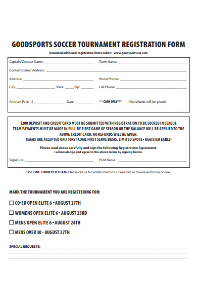 sports tournament registration form