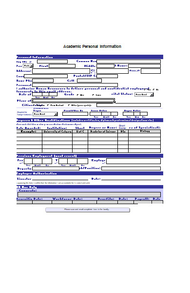 staff information form