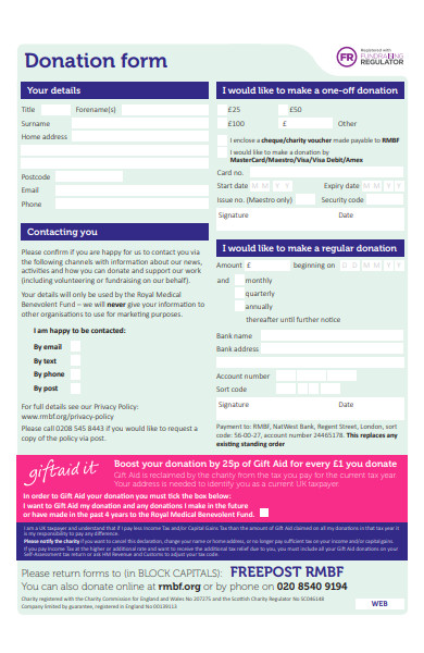 standard donation form