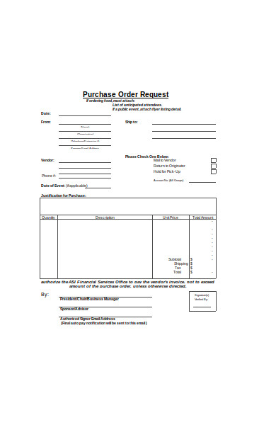 FREE 31+ Purchase Order Forms in PDF | MS Word | Excel