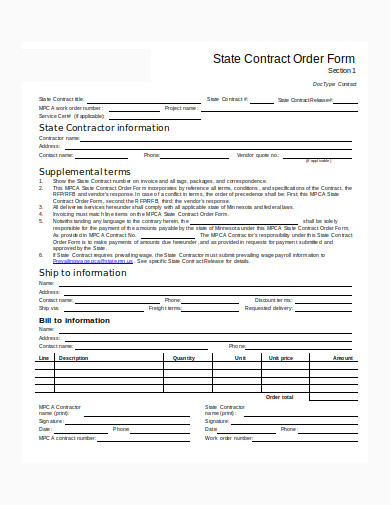 state contract order form template