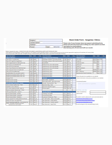 stock order form template