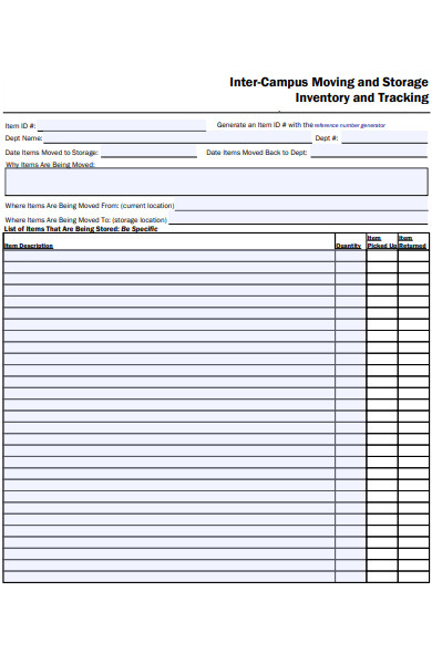 storage inventory tracking forms