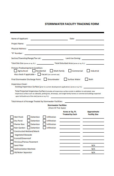 storm water facility tracking forms