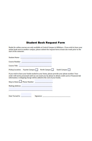 student book order form