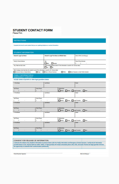 student contact form