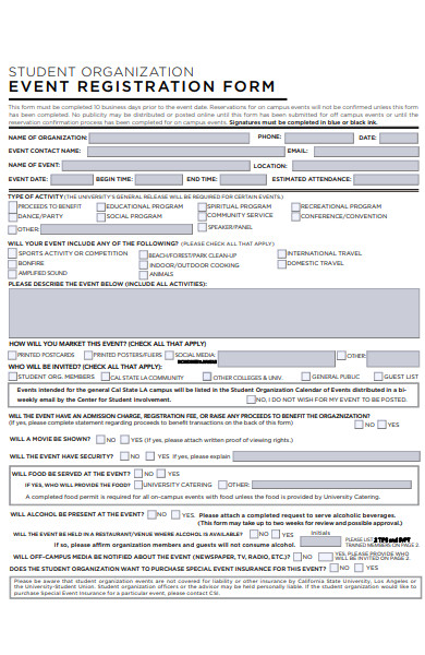 student organisation registration form