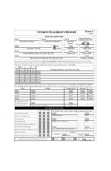 student sports eligibility form