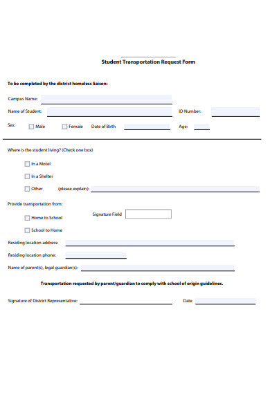 student transportation request form