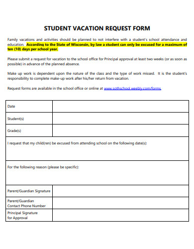 student vacation request form