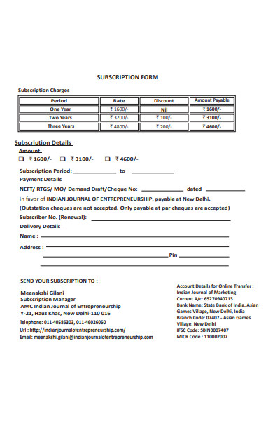 subscription charge form