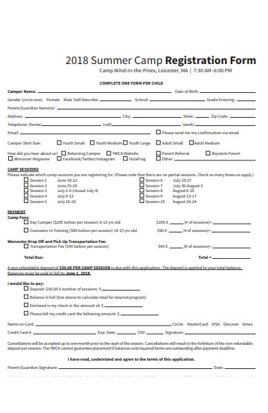 FREE 31+ Camp Registration Forms in PDF | MS Word | Excel