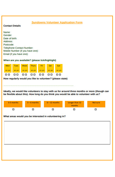 sundowns volunteer application form