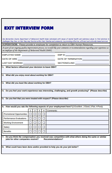 FREE 51+ Exit Interview Forms in PDF | MS Word | Excel
