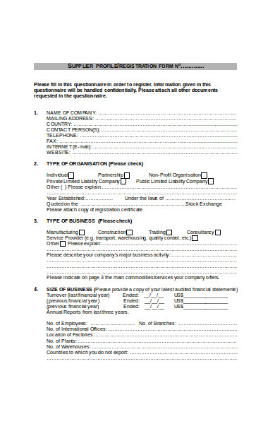 supplier registration form