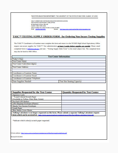supply order form template