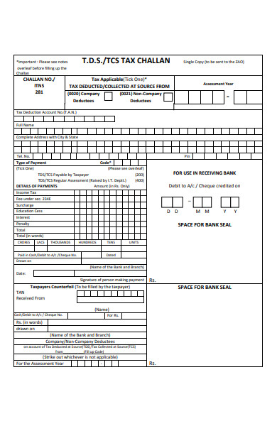 tax challan payment form