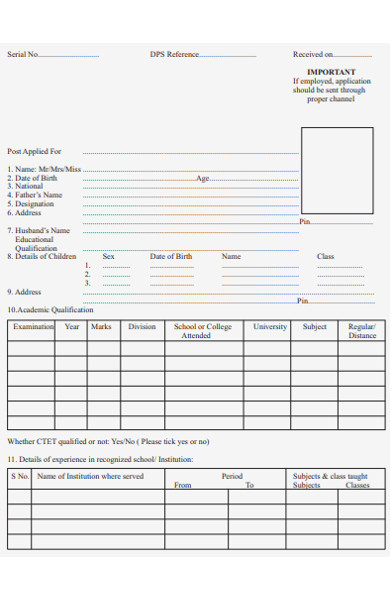 teacher appointment form