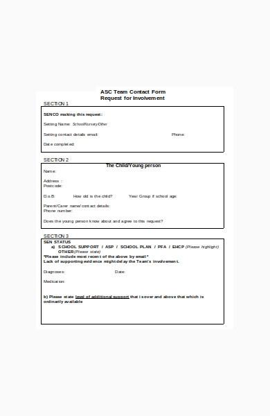 team contact form